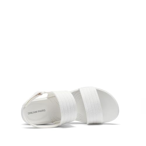 DREAM PAIRS DREAM PAIRS Women's Walking Sandals Lightweight Soft Footbed Low Wedge Comfort Indoor Outdoor Flat Sandals,Size 8,White,DWUMFS2522