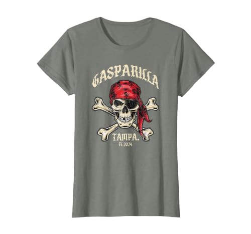 Gasparilla Pirate Fest: Tampa's Treasure of Fun T-Shirt, Women, Olive Heather, Small