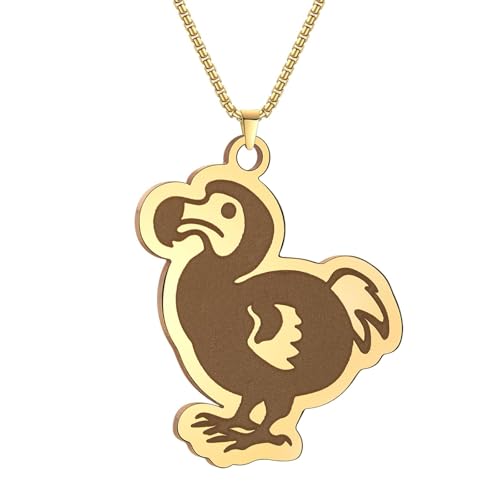Pendentif oiseau Dodo collier en caoutchouc au fini vintage soigné