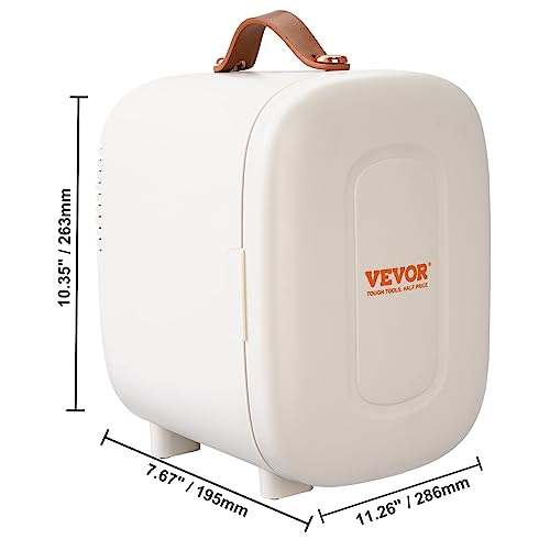 Vevor Mini Skin Care Fridge, 4 L/6 Can Cute Makeup Fridge For Cosmetics Beverage Fruit Milk, Ac/Dc Cooler & Warmer, Mute Tiny Refrigerator For Bedroom Office Dorm Desk Car, Etl Certified, White #TOP7