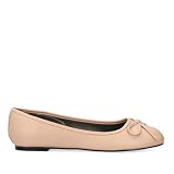Andrés Machado – Clásicas Bailarinas de Mujer con Mini Tacón y Lazo Decorativo - TG104 - Flats para Mujer - Zapatos Muy Cómodos – Simil Cuero Beige, Talla EU 42