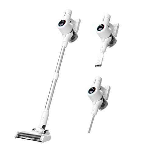 SIMPLUS Aspiradora con batería de 600 W, 18 KPa, potente potencia de succión, ligera aspiradora de mano y mango 2 en 1 con filtro HEPA F6, sin bolsa, ideal para pelo de animales, alfombras y suelos