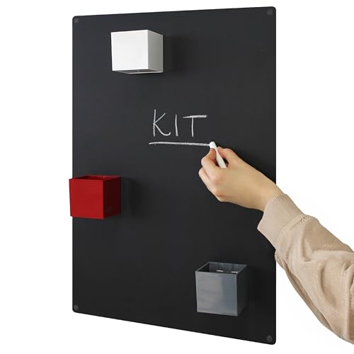 Lavagna Magnetica 56x38 Antracite e 3 Cubi Magnetici 6,5 cm