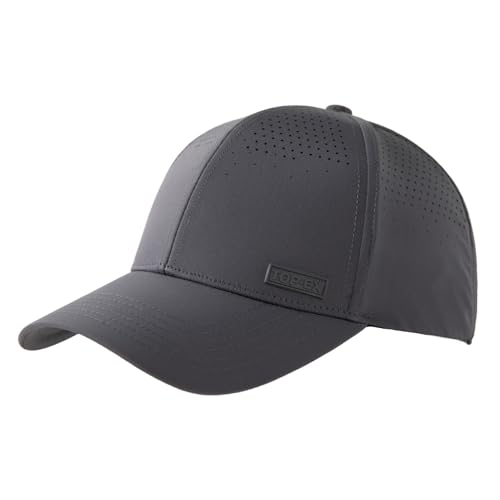 TOP-EX UVCoolix Performance Snapback Hat Water-Resistant Beathable Baseball Cap for Men UV Protection Golf Workout Gym Hat Grey Medium Large