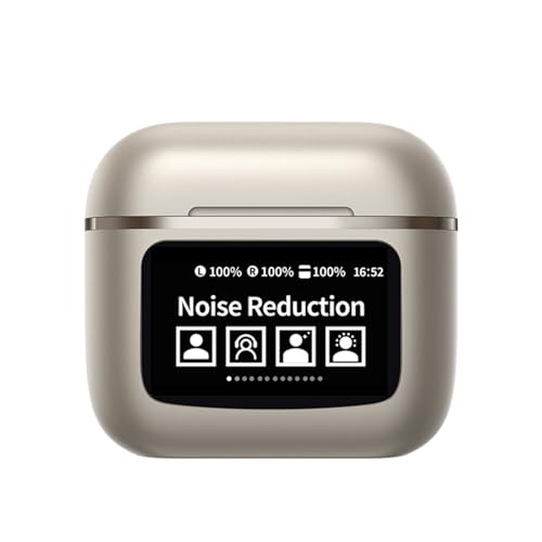 LUCKDANO The YW09 Wireless Earbuds Feature a Touchscreen and Intelligent Noise Cancellation, Come with a Charging Case, and Are IPX5 and Sweatproof, Making Them (Gold)