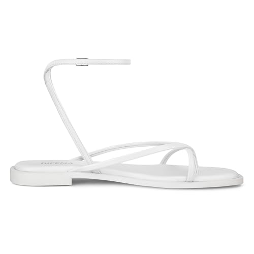 Image of Womens Flats Sandals Square Toe Strappy Ankle Strap Flats