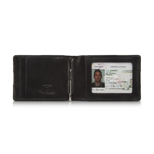 Tony Perotti Italian Leather Slim Money Clip Wallet - Men's Bifold Ultra Slim RFID Wallet With Credit Card Slots, ID Window - Eco-Friendly Tanned Full Grain - Made in Italy