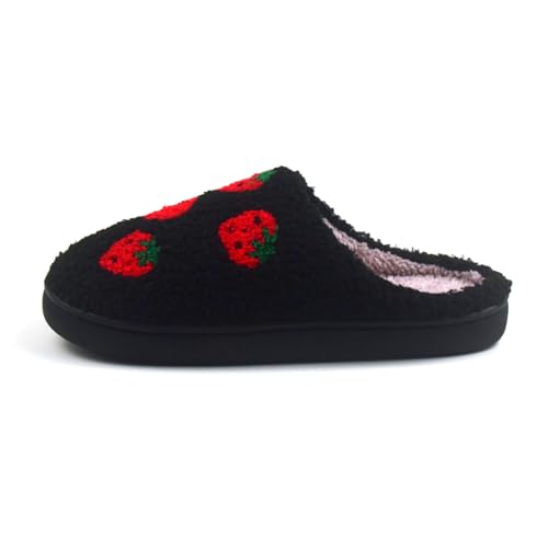 Image of FAYUEKEY House Slippers for Women Fuzzy Mens Fruit Series Strawberry Memory Foam slippers Bedroom Shoes