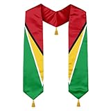 YYLXIA Guyana Flag Graduation Stole Class of 2026 Guyanese Graduation Sash V-Neck Satin with Gold Tassels for High School College
