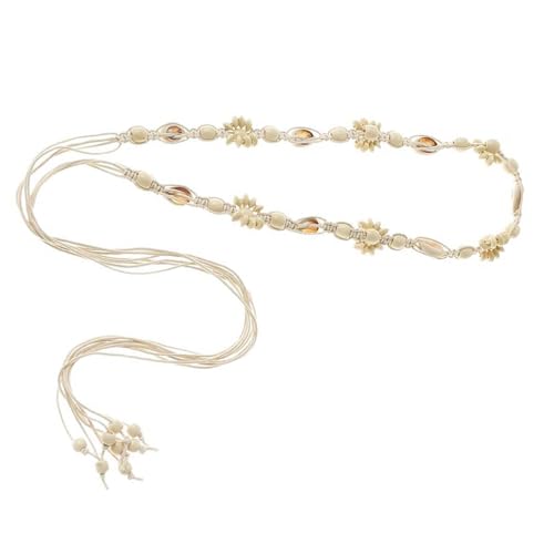 Fashion Braided Waist Belt with Ethnic Wooden Beads and Vintage Tassels for Women and Girls