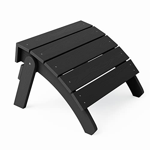 Yefu Adirondack Ottoman, Patio Foot Rest, Adirondack Foot Rest, Folding Adirondack Footstool, Weather Resistant For Adirondack Chair, Widely Used For Outdoor, Porch, Backyard, Garden, Fire Pits-Black #TOP3