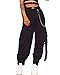 osheoiso Pantalon Femmes Cargo Pantalon y4k Jeans Hip Hop Stretch Punk Hippie Sport Élastiquée Taille Haute Ample Chaîne Multi Poches Streetwear Été Fitness Danse Legers Automne H Noir M