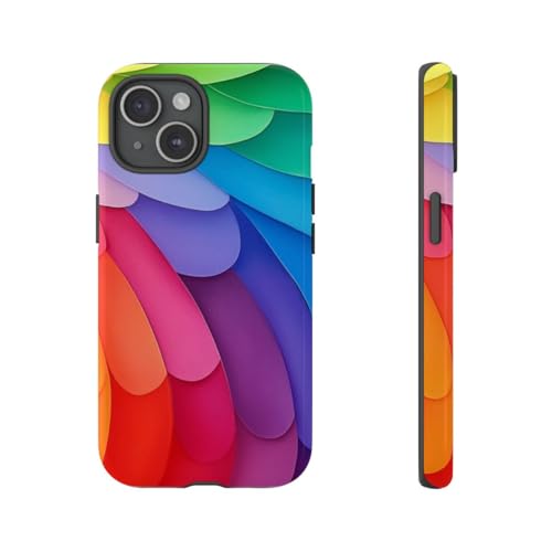 Coque rigide iPhone 15 arc-en-ciel brillant multicolore