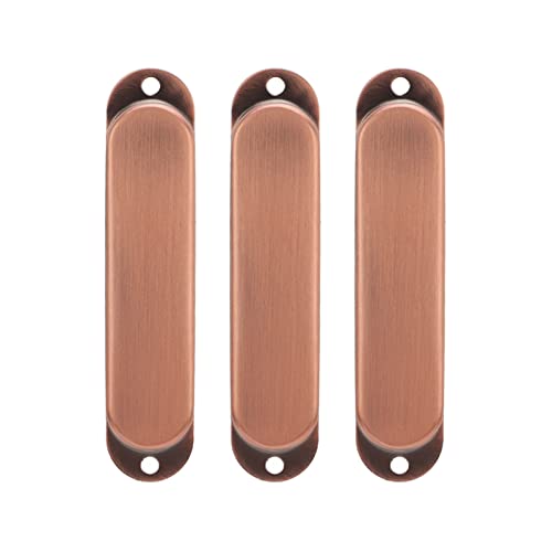 エレキギターシングルコイルピックアップカバー、銅ピックアップカバー3個セット、強化i用銅l、ノイズリダクション付きInlギター用 (ダークカッパープレート)