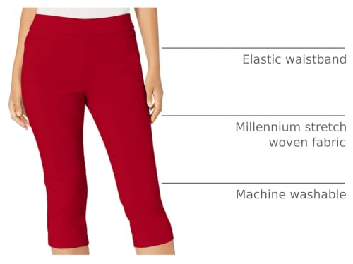 Image of Briggs New York Women's Pull on Stretch Capri Pants High Waist Crop Straight Leg with Pockets 21 inch Inseam