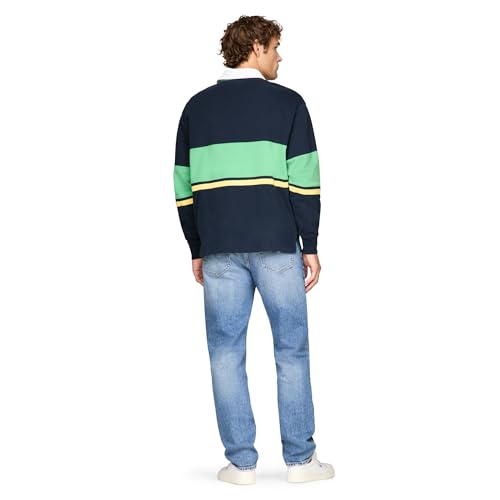 Tommy Jeans Men's Medium Weight Quarter Zip Colorblock Rugby Sweatshirt4