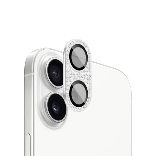 iPhone 16 用/iPhone 16 Plus 用 カメラ保護ガラスフィルム カメラレンズ保護カバー アルミニウム合金+強化ガラス製 カメラカバー キズ防止 露出オーバー防止 耐衝撃 防塵 防滴 薄型 3D全面保護 【1枚】 シルバー iPhone