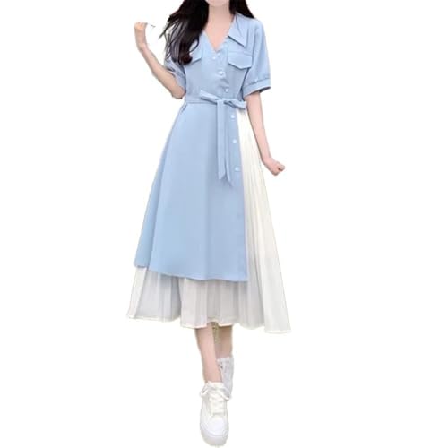 Robe fausse en deux pièces manches courtes jupe longue vêtement femme