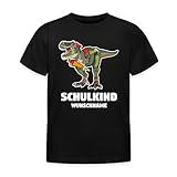 Spreadshirt Einschulung Dinosaurier Schulkind Mit Wunschname Kinder T-Shirt, 122-128