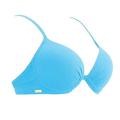 Top Biquíni Meia Taça Com Bojo Tamanho:42;Cor:Azul Piscina