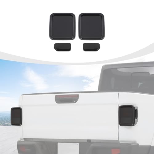 RAZPOY JT Smoked Tail Light Covers, Rear Light Lamp Trim Guards Accessories Compatible with Jeep Gladiator JT 2019-2024, Smoked Black (Halogen Lamp Version)