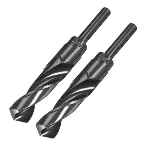 QUARKZMAN Spiralbohrer 22 mm, Metallbohrer Länge 150mm, Nitridbeschichtetes Reduzierte Schaftbohrer-HSS-9341 mit 12,7 mm Geradem Schaft für Edelstahllegierung Metall Holz, Schwarz, 2 Stück
