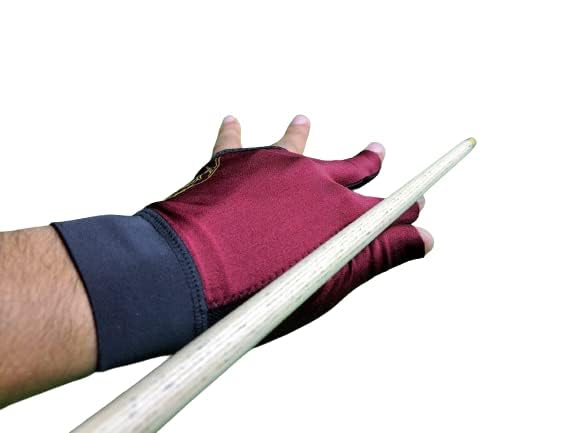 ABA Snooker Pool and Billiard Professional Predator Hand Glove, Three Cut Finger Design Accessory (Maroon) 2
