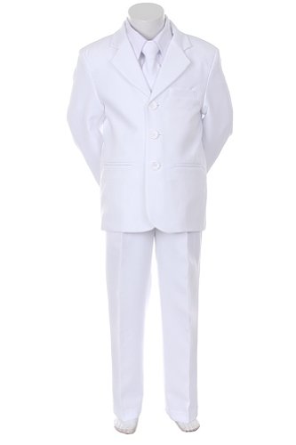 Kid's Dream 5-Piece Boy’s 3-Button Dress Suit - White Infant S (3-6 Months)