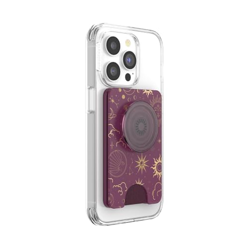 Image of PopSockets Phone Wallet for MagSafe, Phone Card Holder with Grip, Celestial - Celestial Mauve