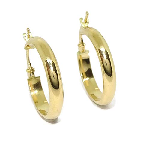 Créoles en or jaune 18k femme 2.3cm boucles d'oreilles demi-tige 4mm