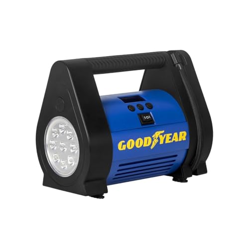 Goodyear Compresor Inflador Digital 100 PSI / 6.90 Bar con Conector de 12V Inflado Rápido en 6.5 Minutos
