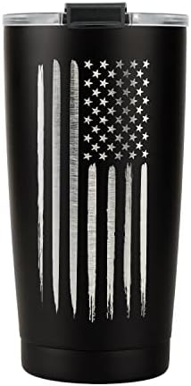 American Flag 20 oz Double Wall Vacuum Insulated Stainless Steel USA Tumbler Travel Mug for Coffee - Patriotic Gift