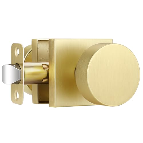 1 Pcs Gold Door Knob, Satin Brass Interior Door Handle, Passage Function by GUTENKONB - Used condition - US$17.47