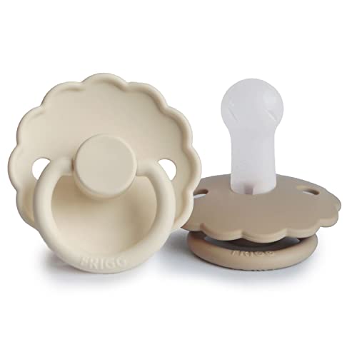 Imagen de FRIGG Daisy Chupete 2-Pack Chupete de silicona Sin BPA Fabricado en Dinamarca Tetina simétrica tipo cereza (Cream