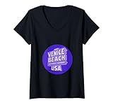 Photo Gallery donna venice los angeles california beach usa skater surfer style maglietta con collo a v Photo Gallery donna venice los angeles california beach usa skater surfer style maglietta con collo a v