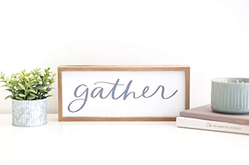 image for word+joy Wooden Gather Sign for Farmhouse Home Decor | 12x5-Inch Rusti