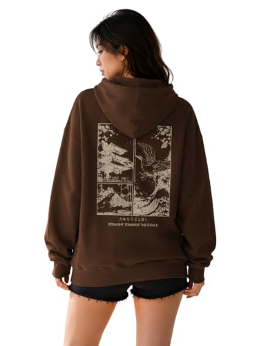 Image of Women's Oversized Hoodie Sweatshirt | Graphic Back Print Hooded Pullover | Long Sleeve Fleece Hoodie with Kangaroo Pocket | Casual Winter Wear