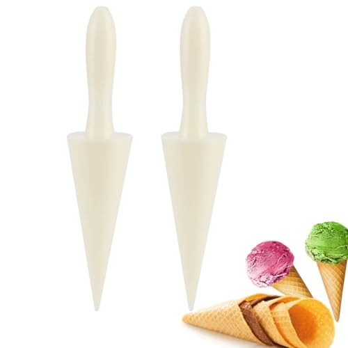 2Pcs Ice Cream Cone Molds, Reusable Plastic Cream Horn Molds Waffle Cones Pizzelle Roller Egg Roll DIY Mold for Kitchen Cooking and Baking