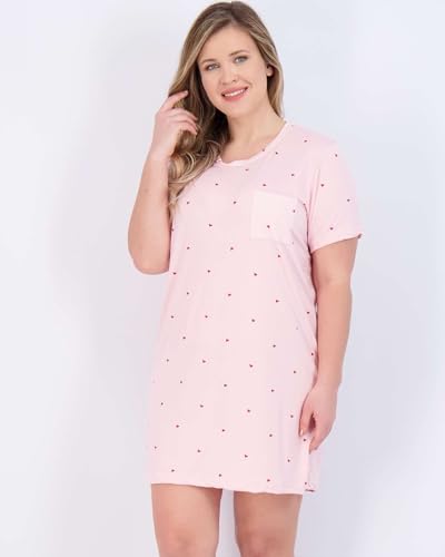 Image of Real Essentials 3 Pack: Women's Short Sleeve Nightgown Dress - Nightshirt Pajama Sleep Shirt Sleepwear (Available In Plus)