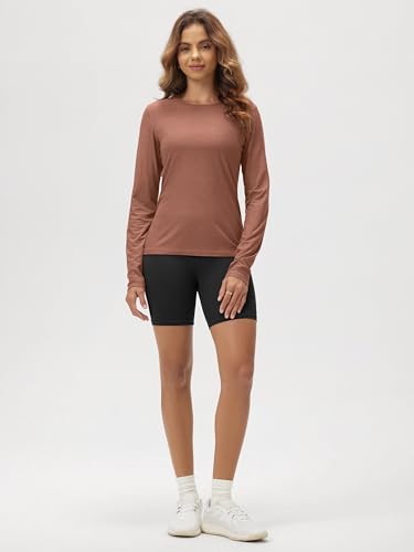 Image of ODODOS Women's Long Sleeve T-Shirt - Ultra Soft odSTRATUM Tech Performance Top UPF 50+ Breathable Crew Neck Pullover