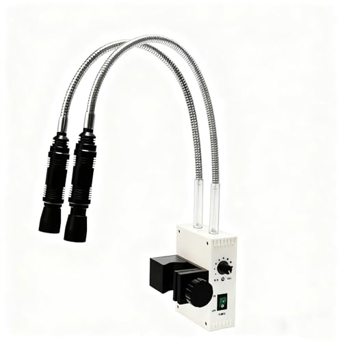 Illuminatori a LED per microscopio a fibra ottica, luminosità regolabile da 16 a 20 W, luce ad anello a collo di cigno doppio, temperatura di colore 6000 K, perfetto per lavori di precisione