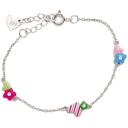 Pulsera Agatha Ruiz De La Prada Agatha Ruiz de la Prada Pulsera 925m Plata Ley LOVE niña 14cm. flores y corazones esmaltados