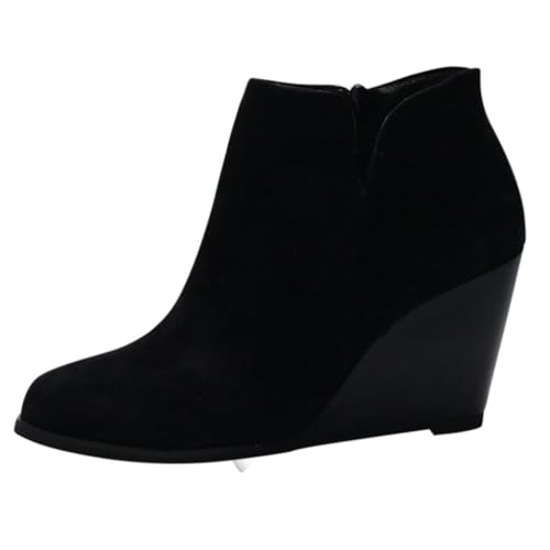 YAOJIWANG Botas Nieve Mujer Invierno Elegante Botines Zapatos de Cordones Vintage Zapatos con Cremallera y Hebilla Mujeres Botas CóModas Botas Cortas Cabeza Redonda Zapatos Casuales Regalos