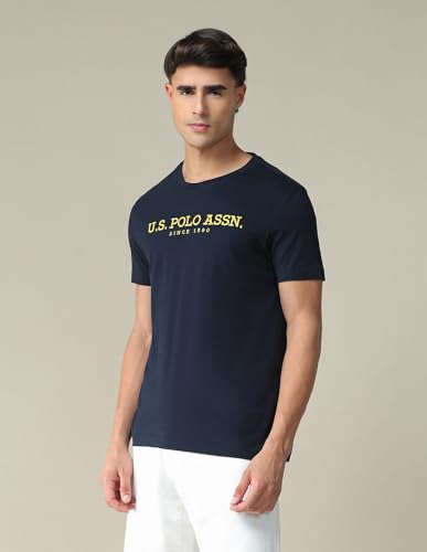 Image of U.S. Polo ASSN. Knitted Slim Fit Cotton T-Shirts for Men - Breathable & Comfortable, Half Sleeves Mens Casual T Shirts