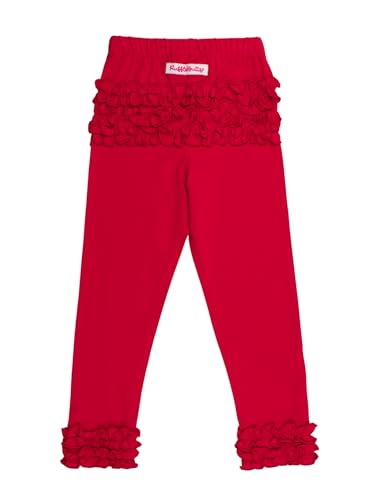Image of RuffleButts Toddler Girl Merry & Bright Ruffle Leggings - Ankle Leggings | 75% Cotton 23% Spandex 2% Elastane, Breathable Lightweight, Elastic Waistband, Signature Rear Detail To 4T, Machine Washable