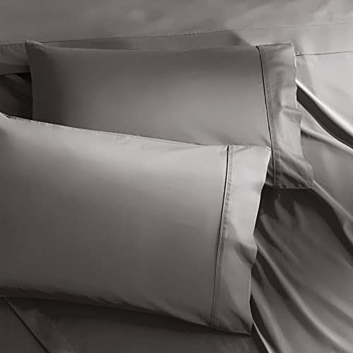 Sonoro Kate Bamboo Sheets Bed Sheet Set - 100% Pure Organic Viscose - 400Tc Bamboo 6 Pieces - Fit 18-20 Inch Deep Pocket Silk Feel, Cooling, Anti-Static, Hypoallergenic (Dark Grey, King) #TOP3