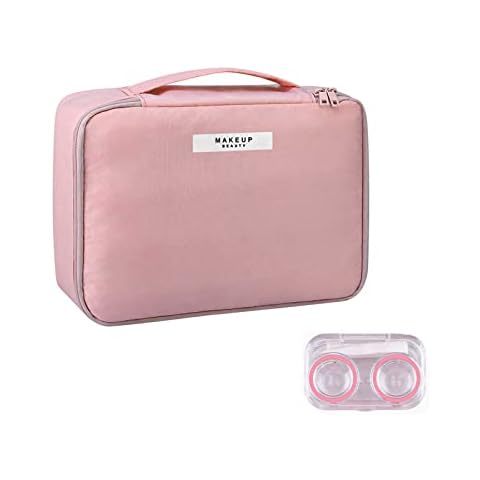 BDSHUNBF Makeup Bag, Travel Cosmetic Bag Pouch Portable, Large Make up Bag Organizer Versatile Zipper, Travel Makeup Case Storage Ladies, Large Capacity for Women Girl (Pink) Cover