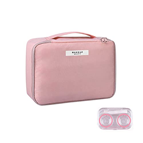 BDSHUNBF Neceser Maquillaje Portátil, Bolsa de Maquillaje de Viaje Organizador Grande, Impermeable Bolsa de Cosméticos, Estuche Maquillaje Profesional, Hogar Vacaciones Viaje Mujeres y Niñas(Rosa)