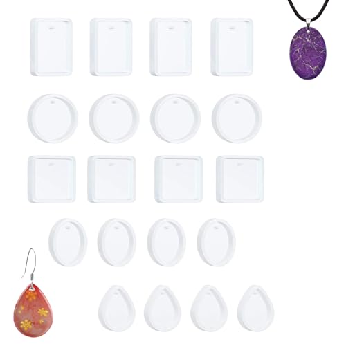 20Pcs Moldes de Resina Pequeña Joyería Colgante Molde de Fundición Moldes Silicona Resina Epoxi para Hacer Joyas Colgante Collar Pendientes Decoración