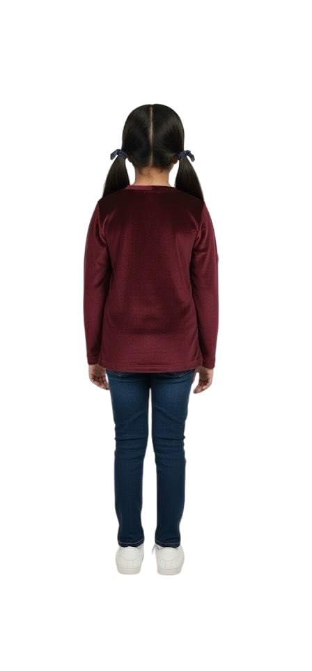 NAUGHTEEZ Girls Velvet Winter Top (in, Age, 8 Years, 9 Years, Regular, Mahroon) 1
